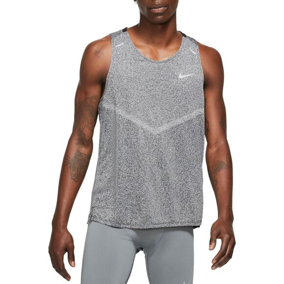 Nike Dri-FIT Rise 365 Tank Tops Large Black/Heather/Reflective Silver Polyester - Picture 1 of 1